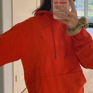 Neon Orange Champion Hoodie Sweatshirt
